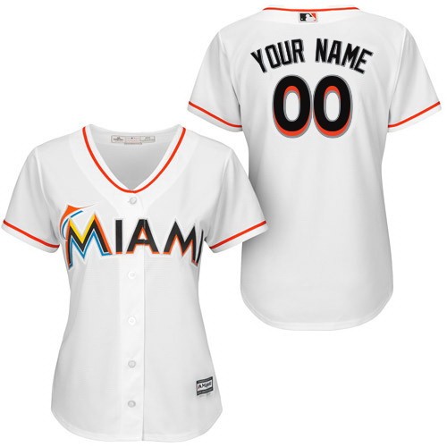 Women's Miami Marlins Customized White Cool Base Jersey