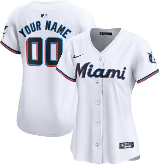 Women's Miami Marlins Customized White Limited Jersey