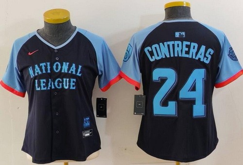 Women's Milwaukee Brewers #24 William Contreras Navy 2024 All Star Limited Jersey