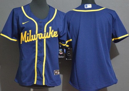 Women's Milwaukee Brewers Blank Blue Alternate Cool Base Jersey