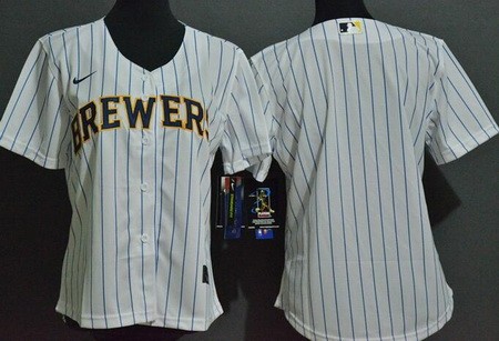 Women's Milwaukee Brewers Blank White Cool Base Jersey