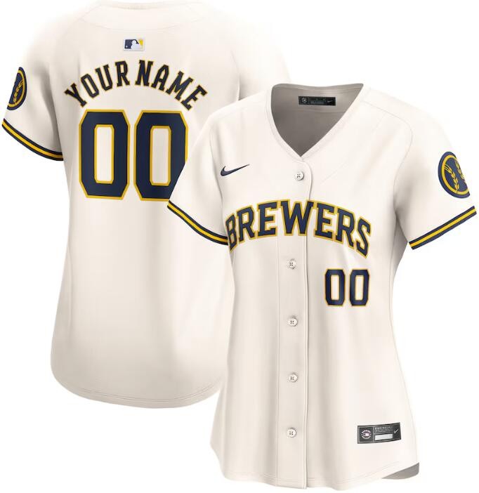 Women's Milwaukee Brewers Customized Cream Limited Jersey