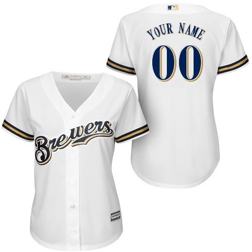 Women's Milwaukee Brewers Customized White Cool Base Jersey