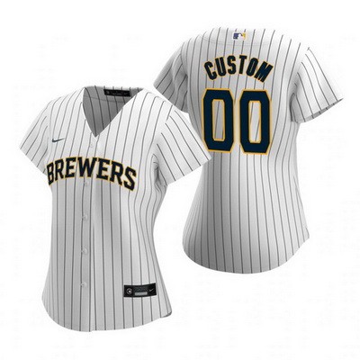 Women's Milwaukee Brewers Customized White Stripes 2020 Cool Base Jersey