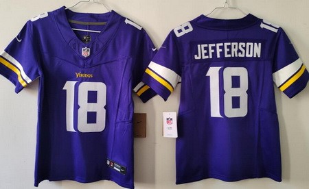 Women's Minnesota Vikings #18 Justin Jefferson Limited Purple FUSE Vapor Jersey