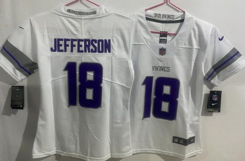Women's Minnesota Vikings #18 Justin Jefferson Limited White Alternate Vapor Jersey
