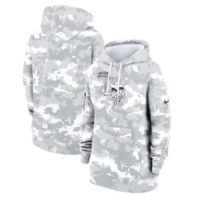 Women's Minnesota Vikings Arctic Camo 2024 Salute to Service Club Fleece Pullover Hoodie