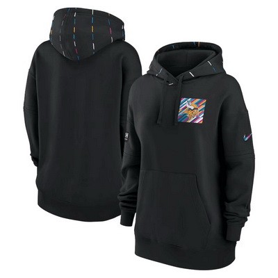 Women's Minnesota Vikings Black 2023 Crucial Catch Club Pullover Hoodie