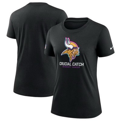 Women's Minnesota Vikings Black 2024 Crucial Catch T Shirt