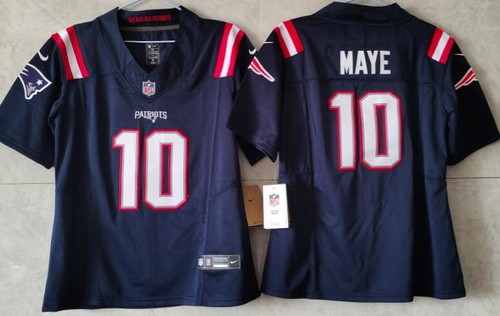 Women's New England Patriots #10 Drake Maye Limited Navy FUSE Vapor Jersey