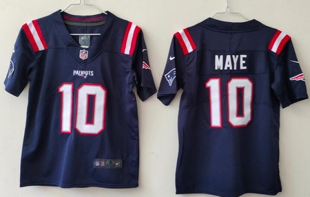 Women's New England Patriots #10 Drake Maye Limited Navy Vapor Jersey