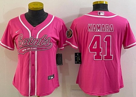 Women's New Orleans Saints #41 Alvin Kamara Limited Pink Baseball Jersey