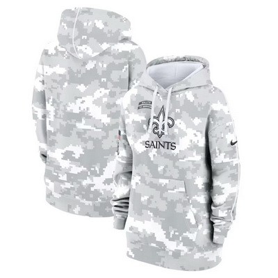 Women's New Orleans Saints Arctic Camo 2024 Salute to Service Club Fleece Pullover Hoodie