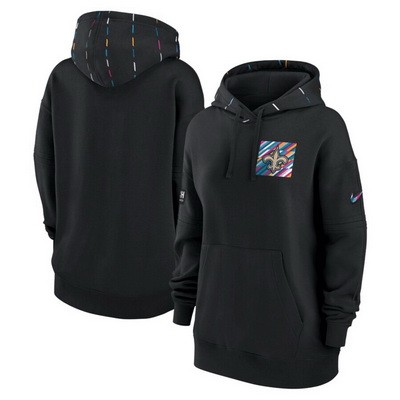 Women's New Orleans Saints Black 2023 Crucial Catch Club Pullover Hoodie