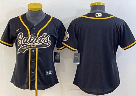 Women's New Orleans Saints Blank Black Baseball Jersey