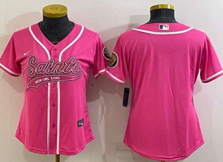 Women's New Orleans Saints Blank Pink Baseball Jersey