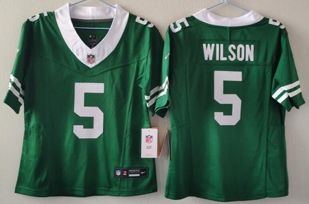 Women's New York Jets #5 Garrett Wilson Limited Green 2024 FUSE Vapor Jersey