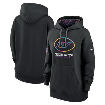 Women's New York Jets Black 2024 Crucial Catch Club Pullover Hoodie