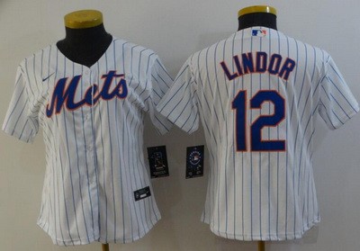 Women's New York Mets #12 Francisco Lindor White Cool Base Jersey