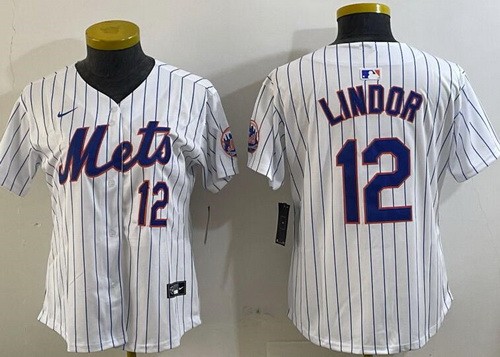 Women's New York Mets #12 Francisco Lindor White Limited Jersey