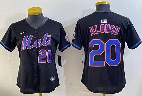 Women's New York Mets #20 Pete Alonso Black Limited Jersey