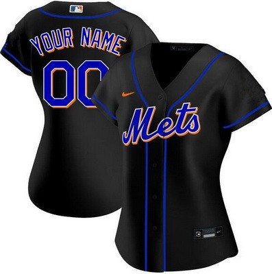 Women's New York Mets Customized Black Cool Base Jersey
