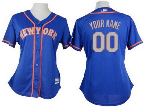 Women's New York Mets Customized Blue 2 Cool Base Jersey