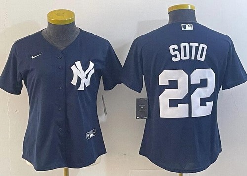 Women's New York Yankees #22 Juan Soto Navy Player Name Cool Base Jersey