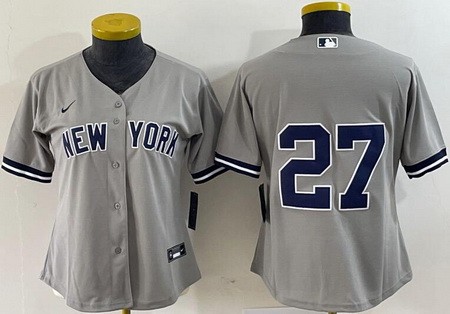 Women's New York Yankees #27 Mike Stanton Gray Cool Base Jersey