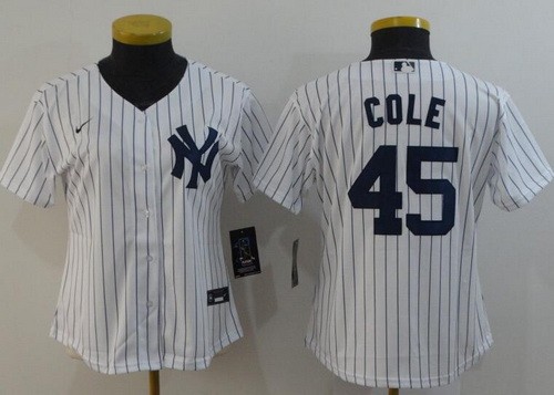 Women's New York Yankees #45 Gerrit Cole White 2020 Cool Base Jersey