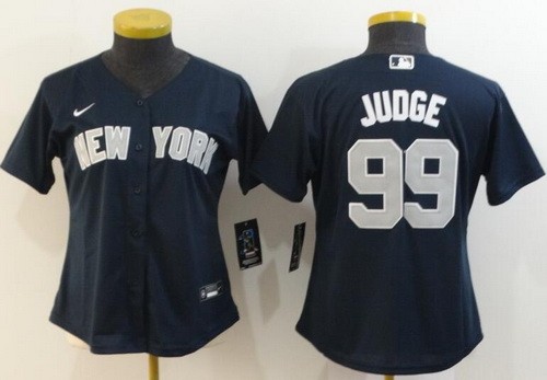 Women's New York Yankees #99 Aaron Judge Navy Player Name 2020 Cool Base Jersey