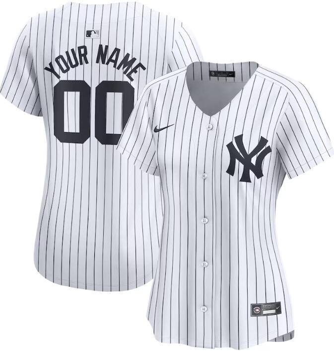 Women's New York Yankees Customized White Limited Jersey