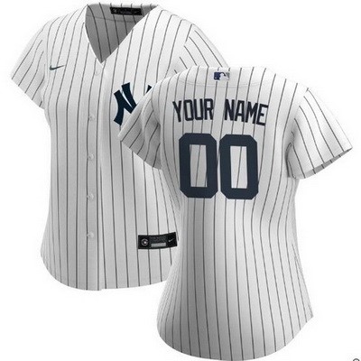 Women's New York Yankees Customized White Stripes 2020 Cool Base Jersey