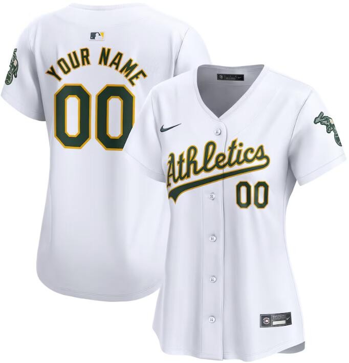 Women's Oakland Athletics Customized White Limited Jersey
