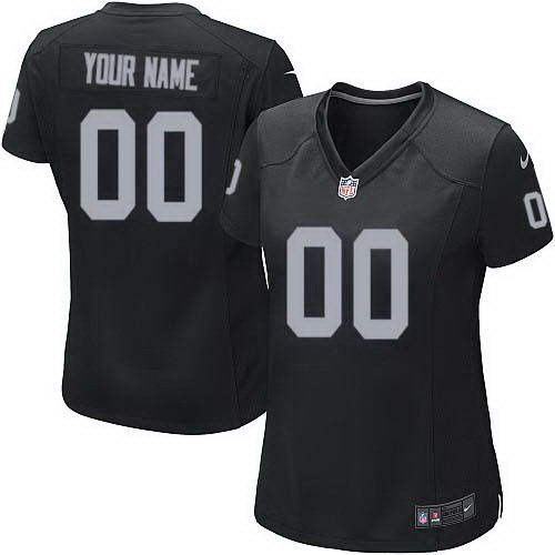 Women's Oakland Raiders Customized Game Black Jersey