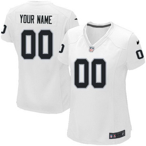 Women's Oakland Raiders Customized Game White Jersey