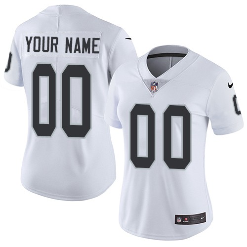 Women's Oakland Raiders Customized Limited White Vapor Untouchable Jersey