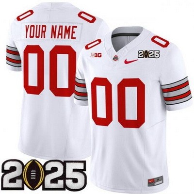 Women's Ohio State Buckeyes Customized Limited White 2025 Finals FUSE College Football Jersey