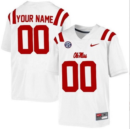 Women's Ole Miss Rebels Customized White College Football Jersey