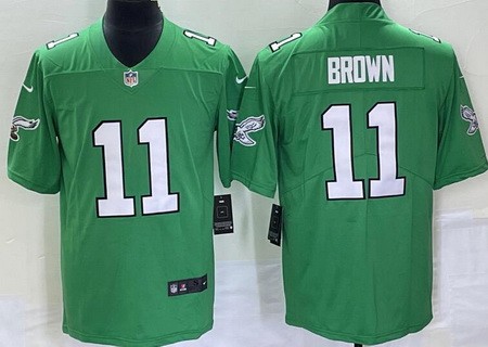 Women's Philadelphia Eagles #11 AJ Brown Limited Kelly Green Vapor Jersey