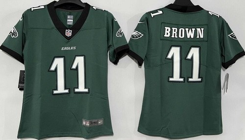 Women's Philadelphia Eagles #11 AJ Brown Limited Midnight Green Vapor Jersey