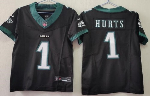 Women's Philadelphia Eagles #1 Jalen Hurts Limited Black FUSE Vapor Jersey