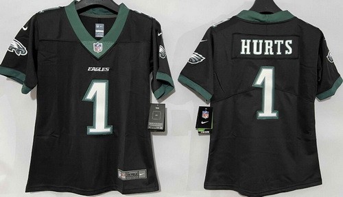 Women's Philadelphia Eagles #1 Jalen Hurts Limited Black Vapor Jersey