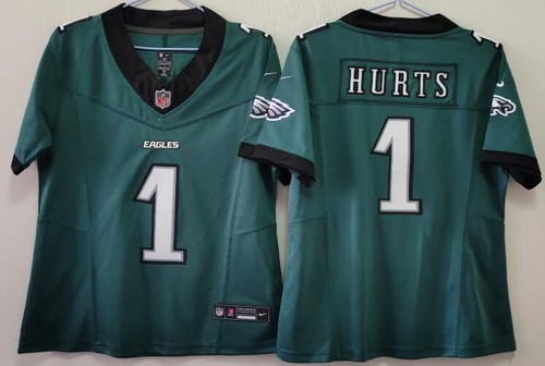 Women's Philadelphia Eagles #1 Jalen Hurts Limited Green FUSE Vapor Jersey