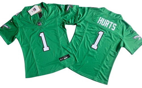 Women's Philadelphia Eagles #1 Jalen Hurts Limited Kelly Green FUSE Vapor Jersey