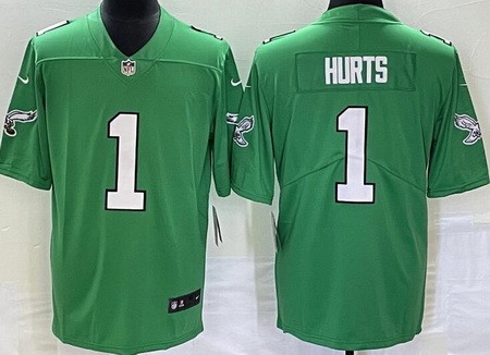 Women's Philadelphia Eagles #1 Jalen Hurts Limited Kelly Green Vapor Jersey