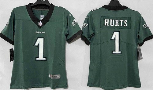 Women's Philadelphia Eagles #1 Jalen Hurts Limited Midnight Green Vapor Jersey