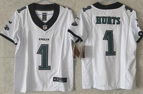 Women's Philadelphia Eagles #1 Jalen Hurts Limited White FUSE Vapor Jersey