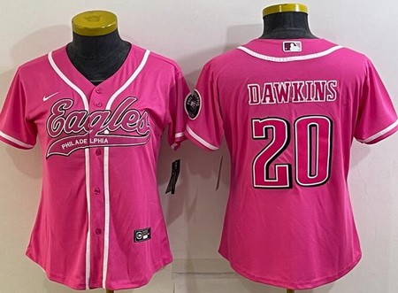 Women's Philadelphia Eagles #20 Brian Dawkins Limited Pink Baseball Jersey