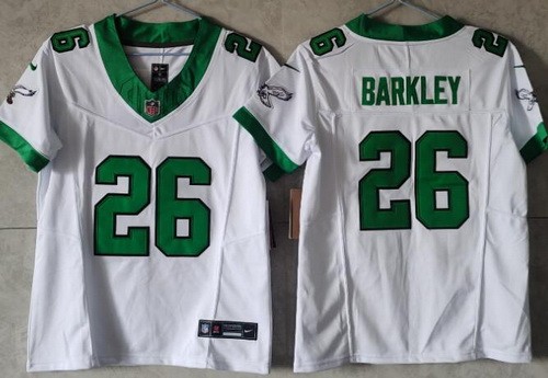 Women's Philadelphia Eagles #26 Saquon Barkley Limited White Alternate FUSE Vapor Jersey